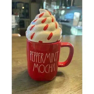 Rae Dunn Peppermint Mocha Mug w/ Whipped Cream Topper 20oz Christmas